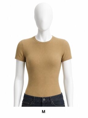 Bombas Pima Cotton Slim Crew Neck T-Shirt Toffee Medium NWT Peruvian Soft